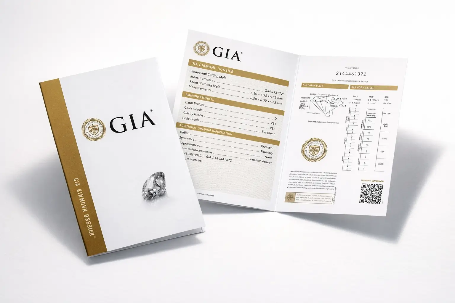 GIA diamond certificate showing professional grading details.