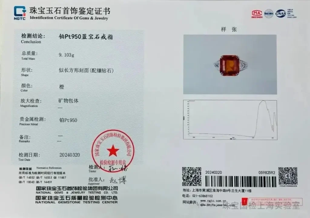 Jewea sapphire diamond ring with official lab certificate.