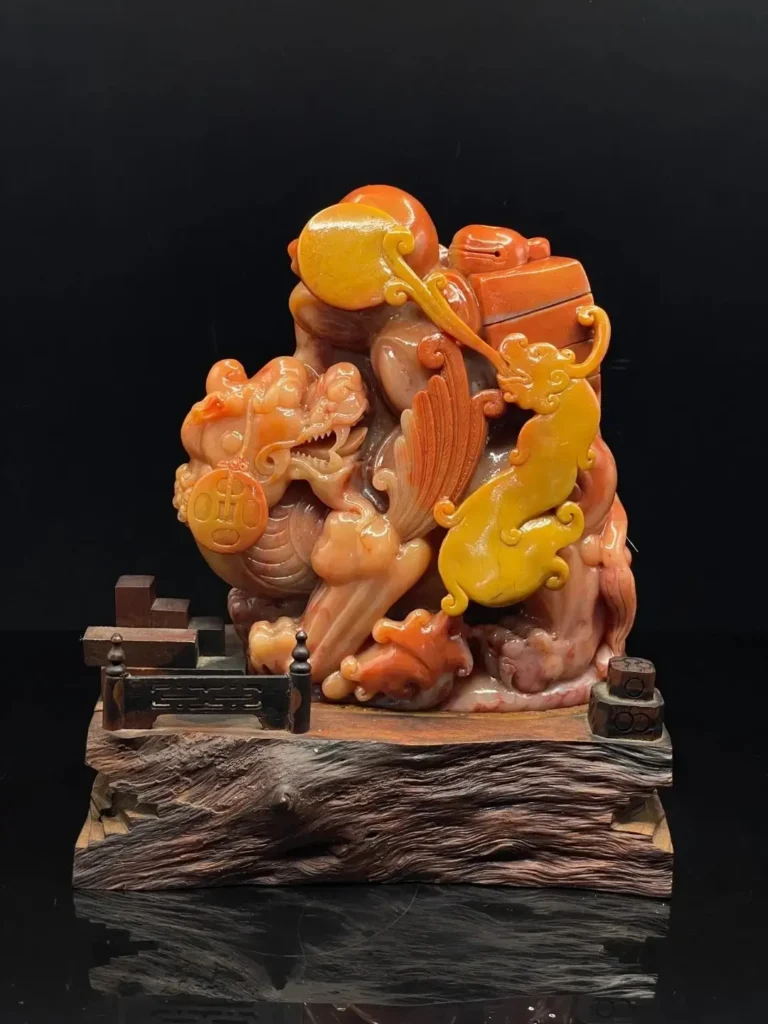 natural shoushan furong stone ornament in multiple authentic colors.