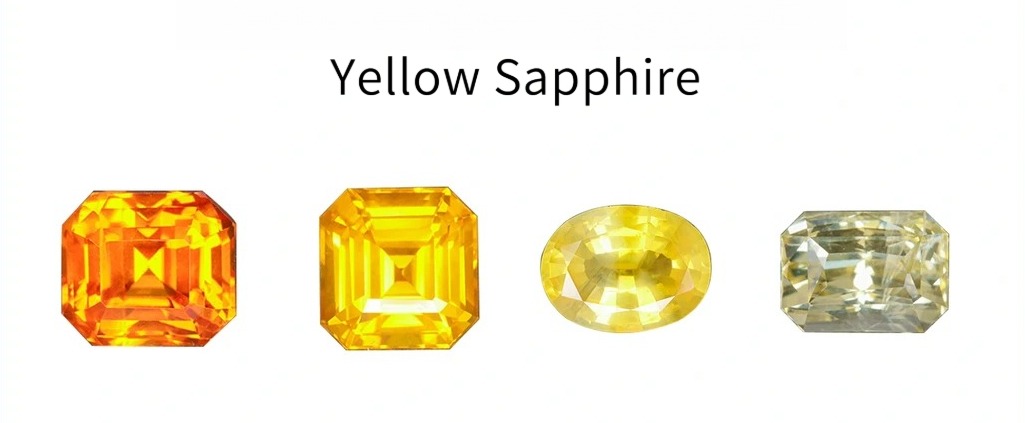A visual chart classifying yellow sapphire colors, highlighting the rare and vibrant 'Canary Yellow' hue.