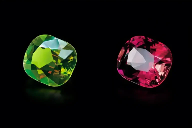 Natural Alexandrite birthstone showing grey-green in daylight and deep purplish-red in incandescent light.