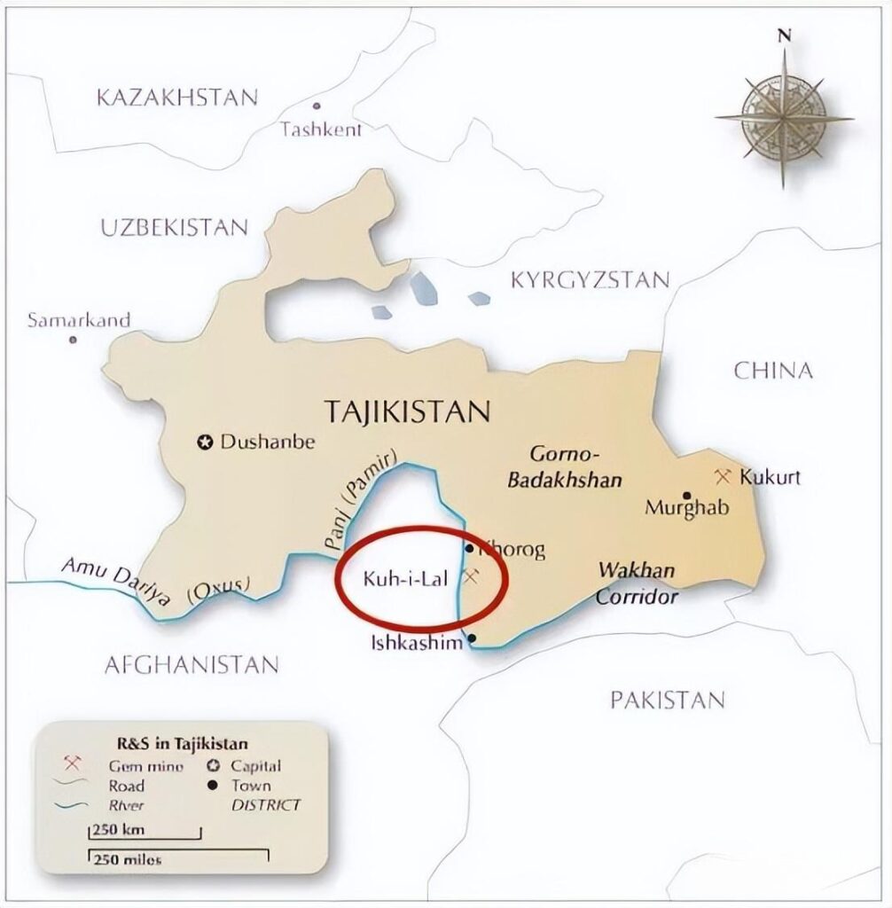 Map of Afghanistan highlighting the Badakhshan province along the border with Tajikistan.