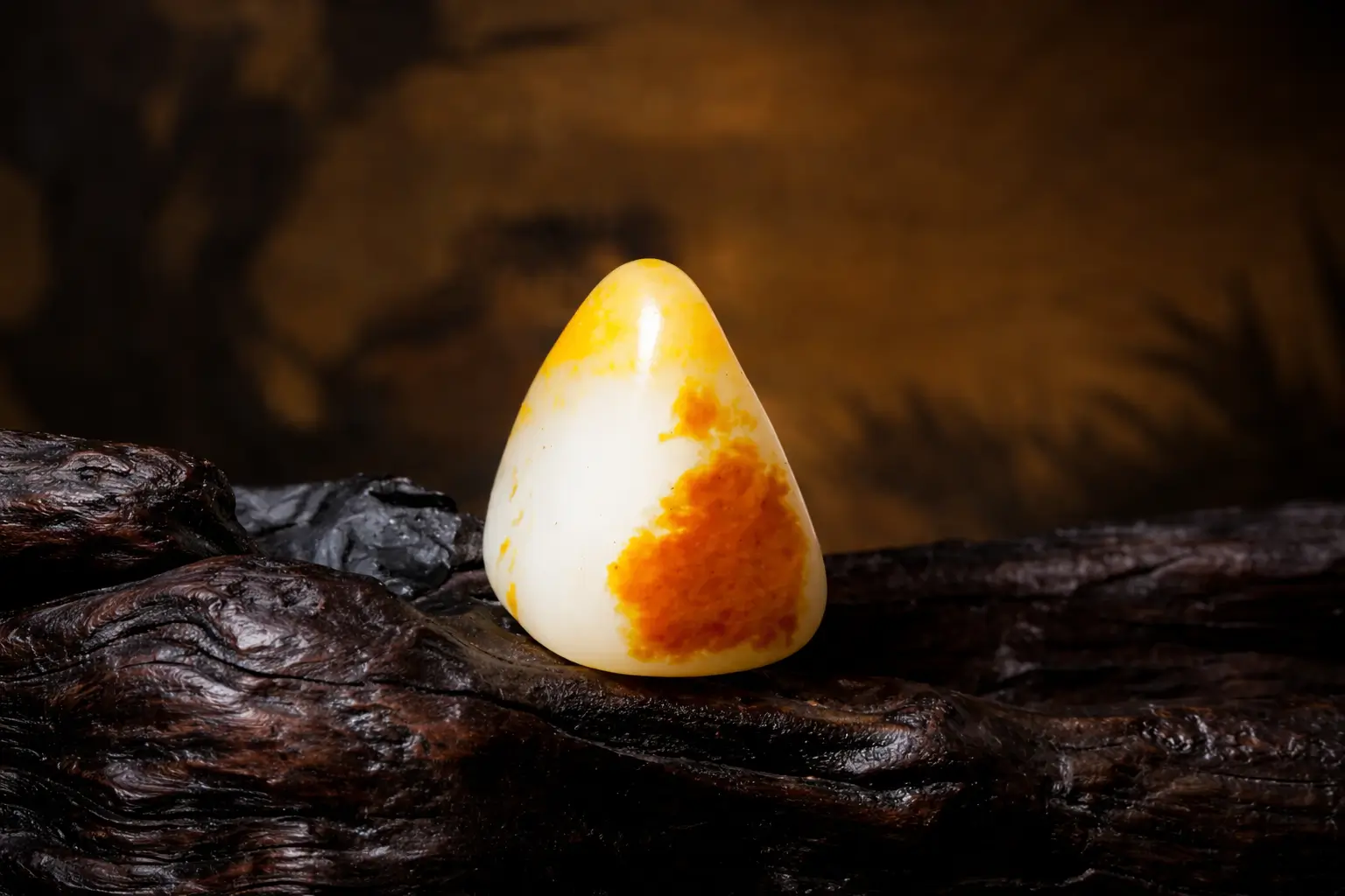 A high-quality Xinjiang Hetian seed jade stone with natural gold skin.