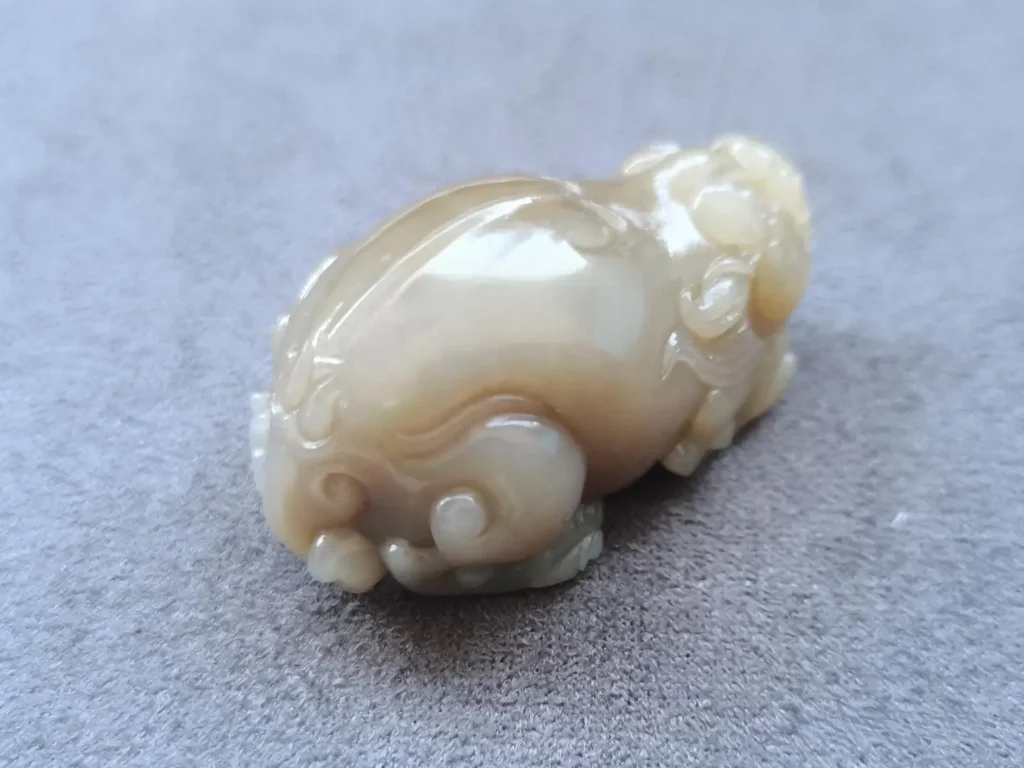 Russian Sugar Jade Pixiu showing color fading after years.