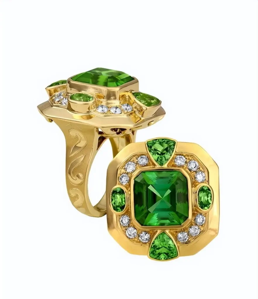 These rings demonstrate the "Three Highs" of tsavorite: exceptional saturation, fiery brilliance, and remarkable internal clarity.