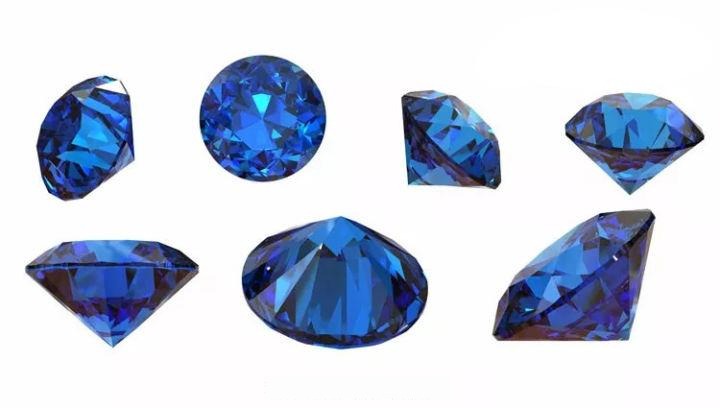 Profile and top-down views of a precision-cut Tanzanite showing facet angles and light return.