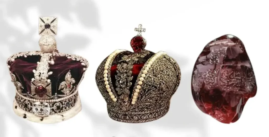 The Black Prince's Ruby, Timur Ruby, and Catherine the Great's crown spinel.