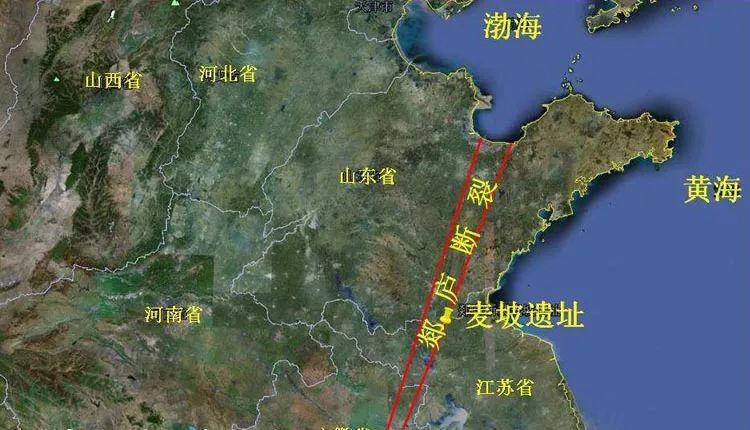 Geological map highlighting the Tan-Lu Fault Zone stretching across eastern China.