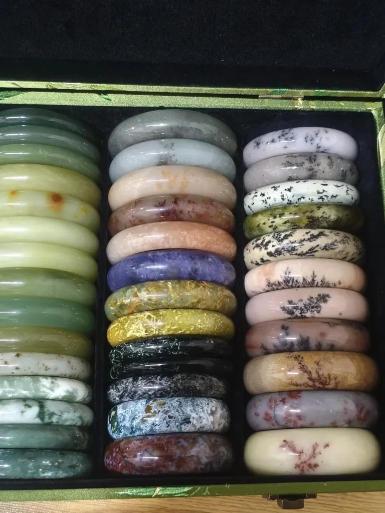 My private collection of Shetaicui quartzite bracelets featuring natural watergrass-like inclusions.