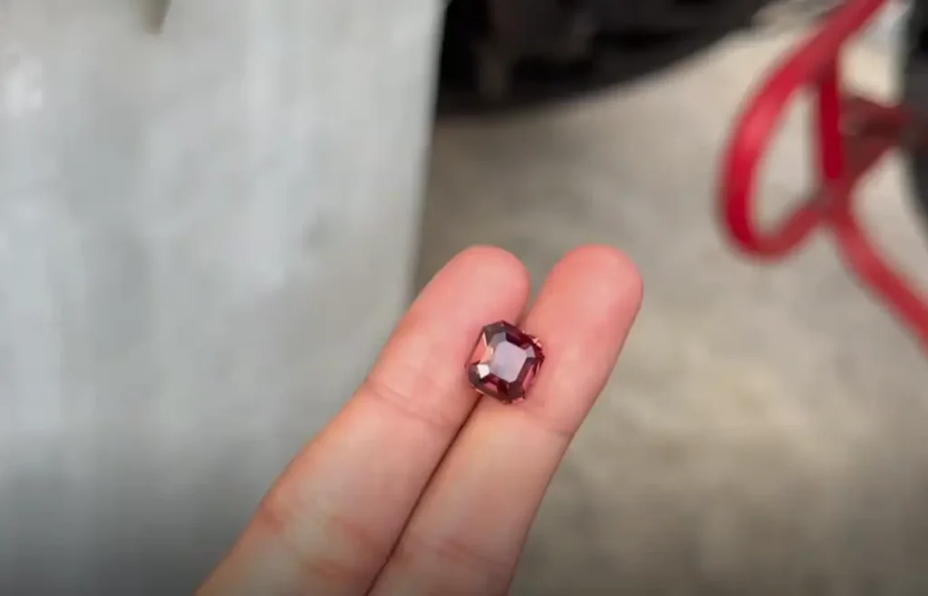 A 5.6-carat natural reddish-brown zircon from Sri Lanka with high luster and brilliant faceting.