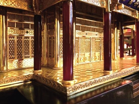 A monumental pure silver sculpture of the Yellow Crane Tower using Chinese filigree inlay.