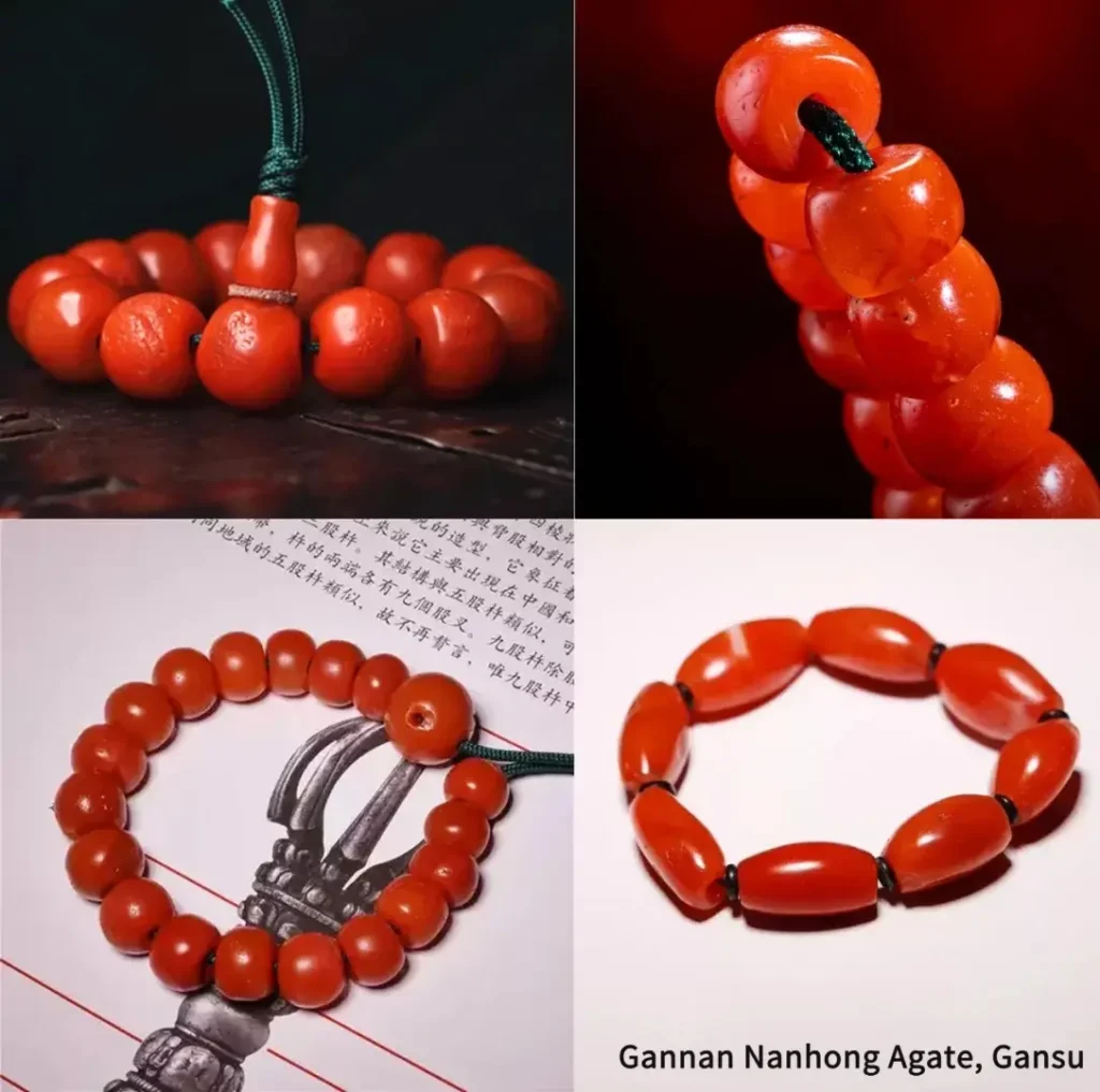 Gannan Red beads from Diebu, Gansu, showcasing vibrant Chinese Red Agate Varieties.