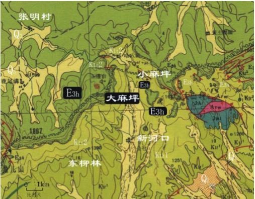 Geological and mineral map of the Maping area in Zhangjiakou, Hebei, showing peridot deposit zones.