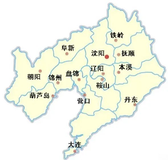 Map of Liaoning Province highlighting key gemstone hubs: Fuxin, Anshan, and Fushun.