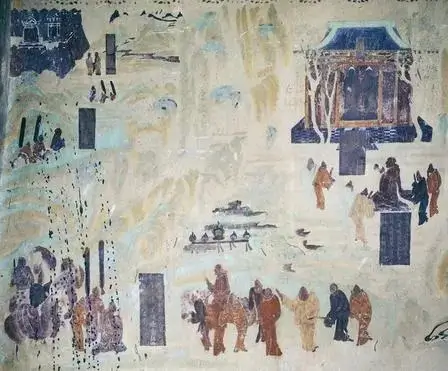 Early Tang mural depicting Zhang Qian’s mission to the Western Regions.