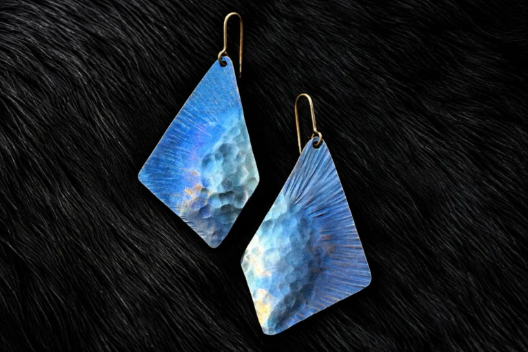 Handmade pure titanium earrings with a blue gradient finish